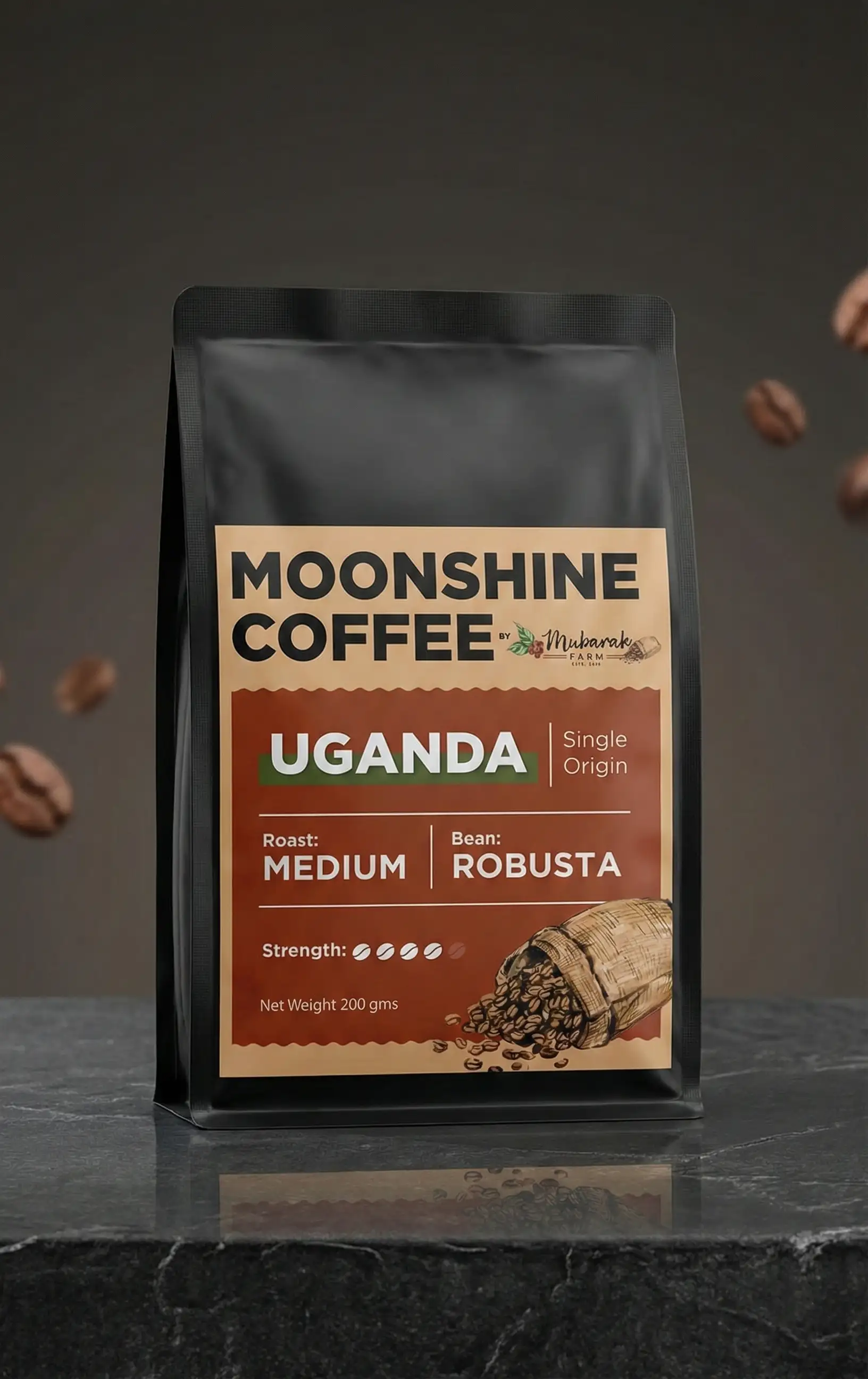 Moonshine Coffee bag, Ugandan Robusta, medium roast